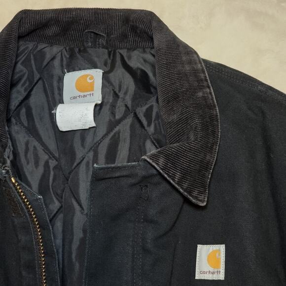 Vintage Carhartt Detroit Jacket J01 Made USA Blk Duck Quilted Lined Men’s Large - Picture 9 of 16